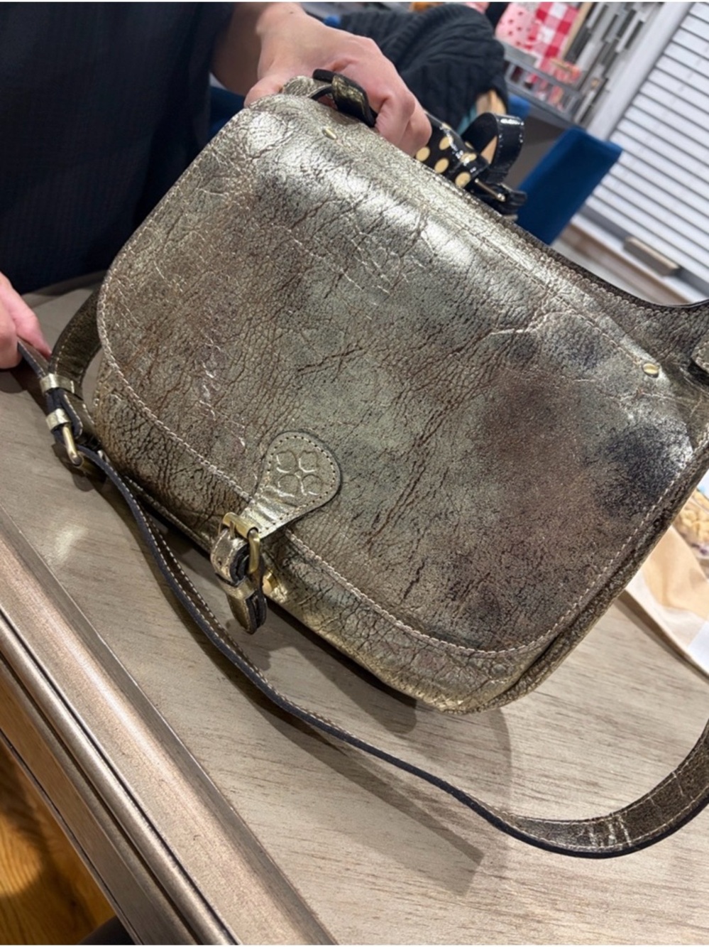 Patricia Nash Metallic Gold Crossbody Shoulder Bag - Women's Bag